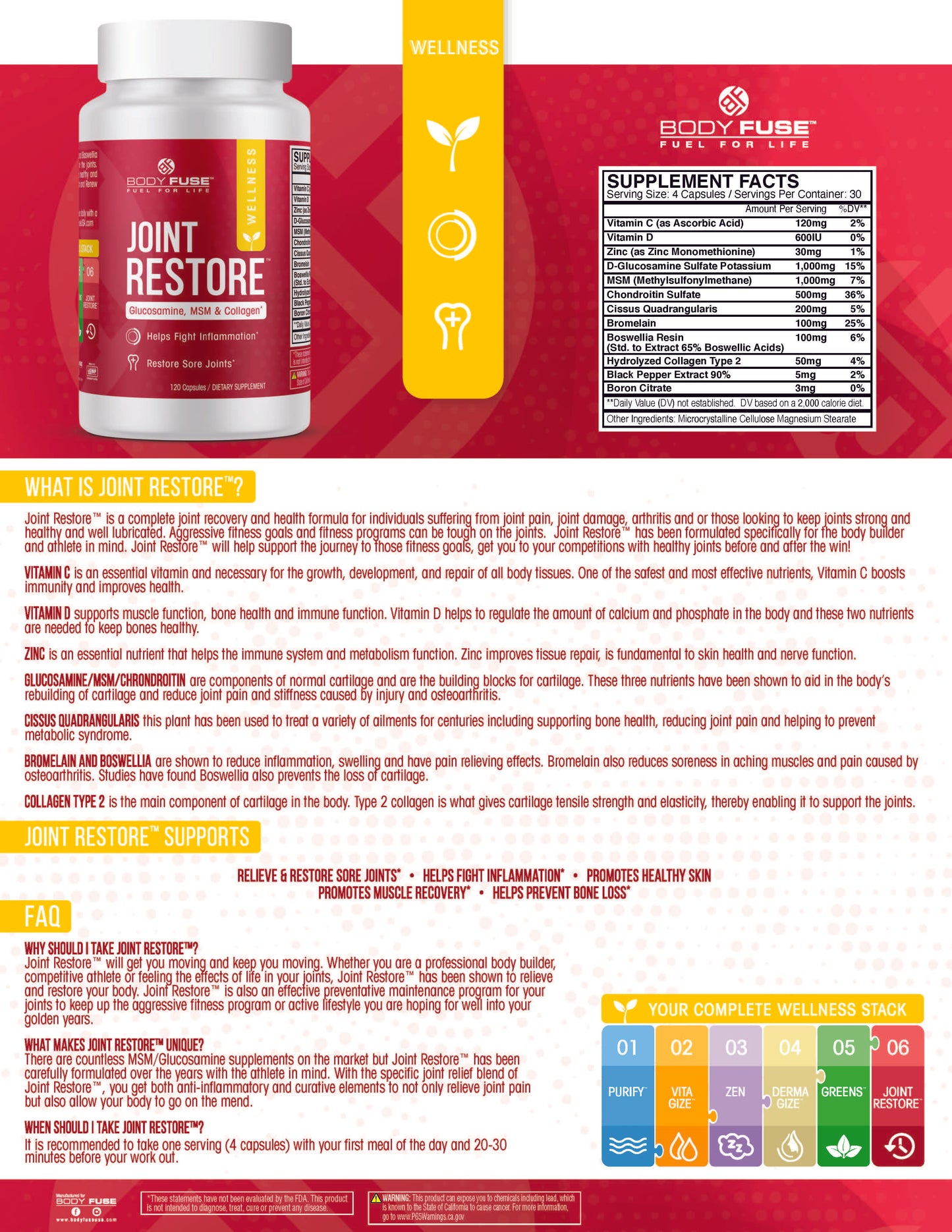 Joint Restore | Relieve & Restore Sore Joints & Prevent Bone Loss | 30 Servings