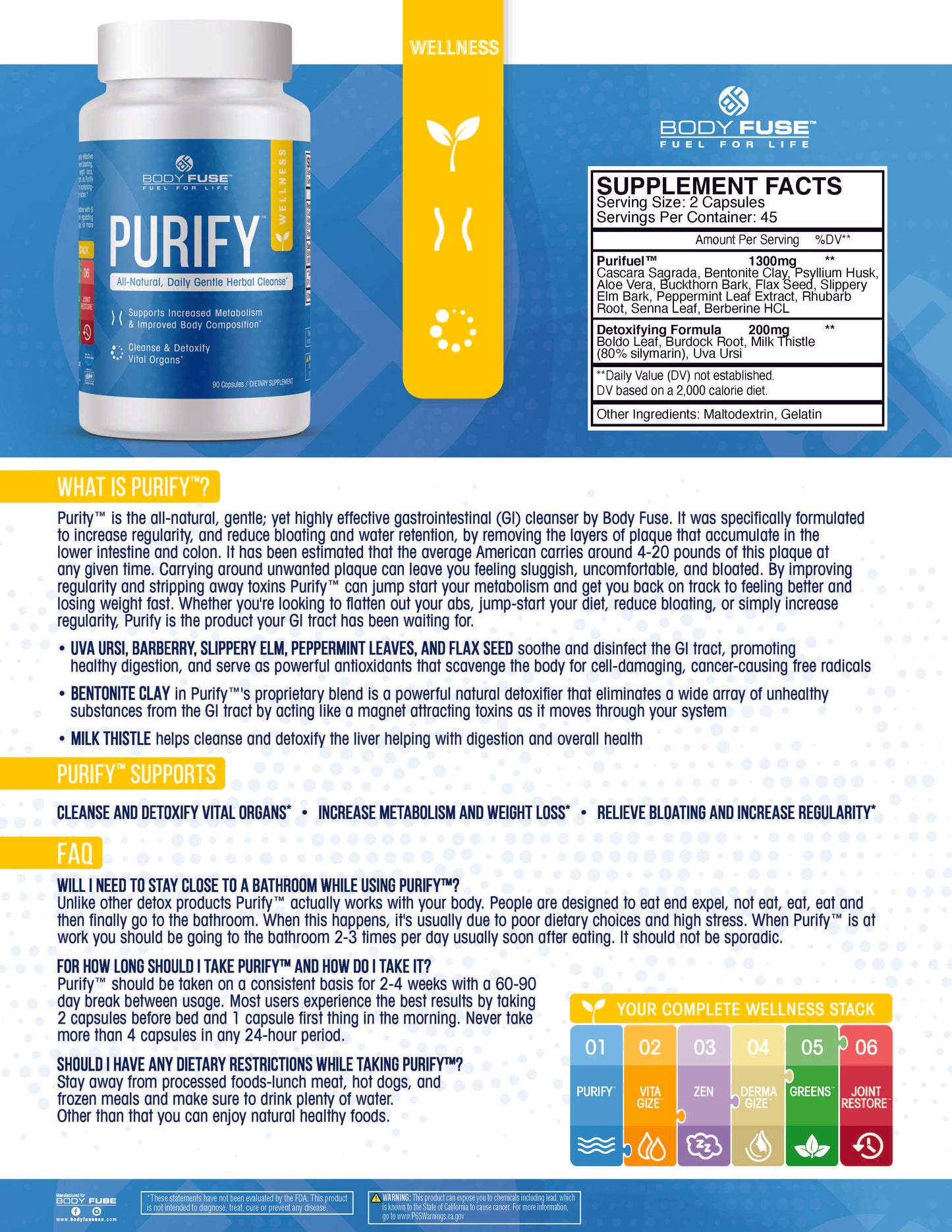 Purify | All Natural Internal Organ GI Detox | Travel Packs | 30 Servings